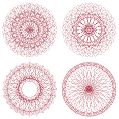Set of vector guilloche rosettes
