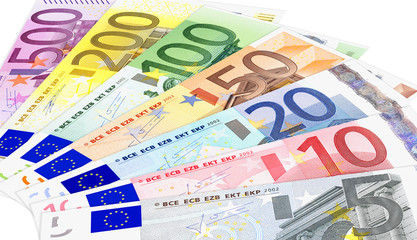 Obraz premium Euro Geldscheine in Fächeranordnung