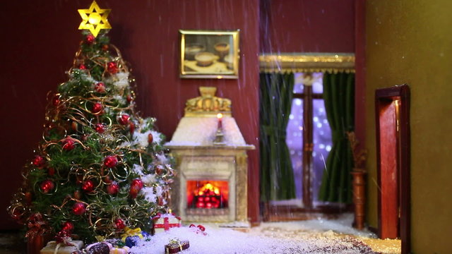 Schneesturm im Puppenhaus, snowstorm in doll`s house