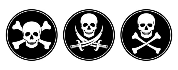 Skull and crossbones, and skull with swords in vector - 49754303
