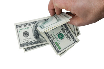 Man's hand keeps money