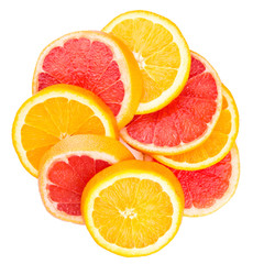 Naklejka na ściany i meble Orange and grapefruit slices in form of a flower