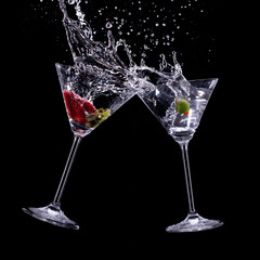 martini drinks over dark background