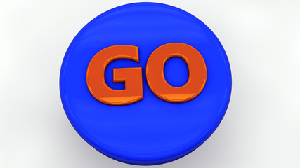 3d button blue go power