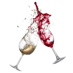 Afwasbaar Fotobehang Wijn Witte en rode wijn splash