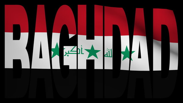 Baghdad text with fluttering flag animation