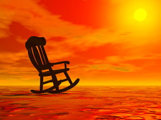 Relaxation by sunset - 3D render