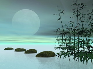 Asiatische Schritte zum Mond - 3D-Darstellung © Elenarts