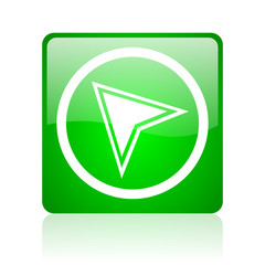 navigation green square web icon on white background