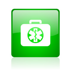 Obraz premium rescue kit green square web icon on white background