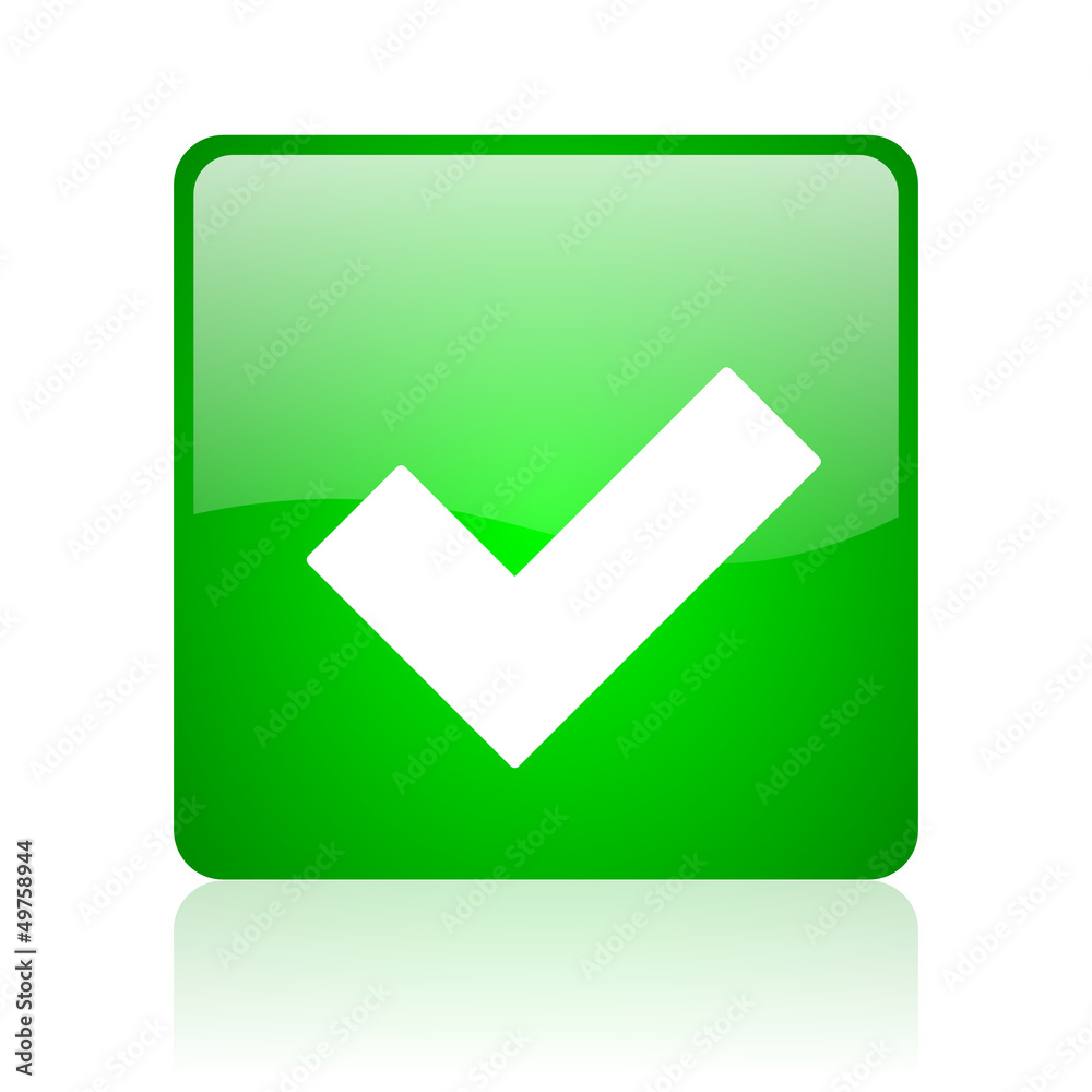 Poster accept green square web icon on white background