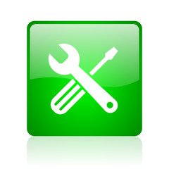 tools green square web icon on white background