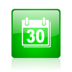 calendar green square web icon on white background