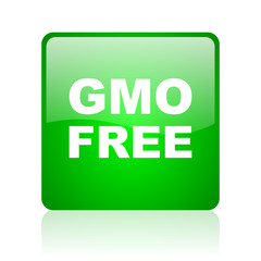 gmo free green square web icon on white background