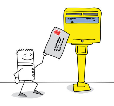 Personnage qui poste un courrier