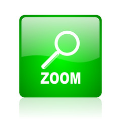 zoom green square web icon on white background