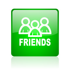 friends green square web icon on white background