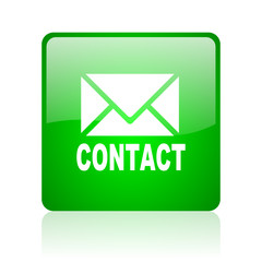 contact green square web icon on white background