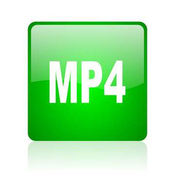 mp4 green square web icon on white background