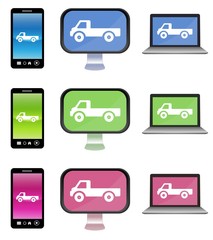 Camion dans un &eacute;cran