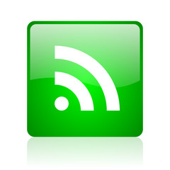 rss green square web icon on white background