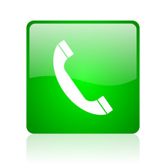 phone green square web icon on white background