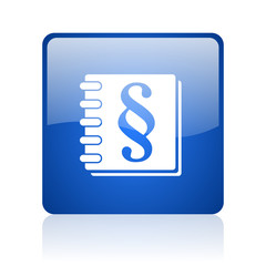law blue square glossy web icon on white background