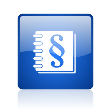 law blue square glossy web icon on white background