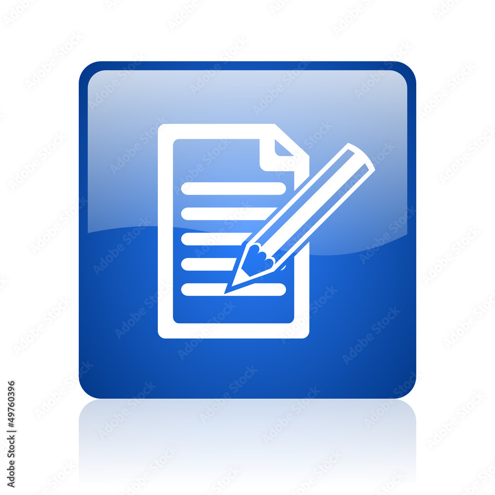Aufkleber subscribe blue square glossy web icon on white background