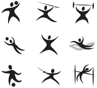 Summer and winter games icon set 1 - black