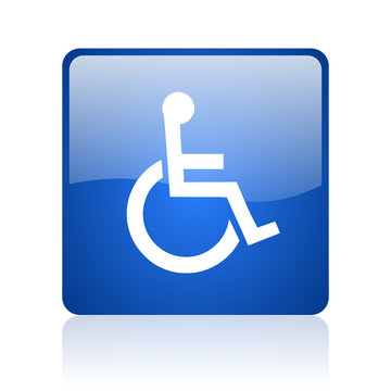 accessibility blue square glossy web icon on white background