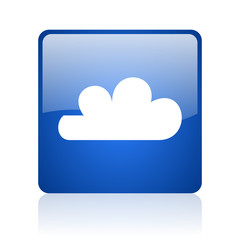 weather forecast blue square glossy web icon on white background