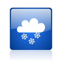 weather forecast blue square glossy web icon on white background