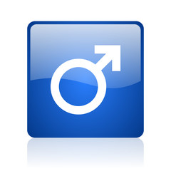 sex blue square glossy web icon on white background