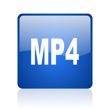 mp4 blue square glossy web icon on white background