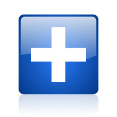 Obraz premium emergency blue square glossy web icon on white background