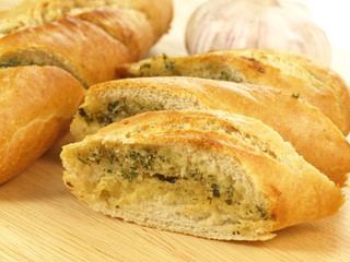 Garlic and herb bread, closeup