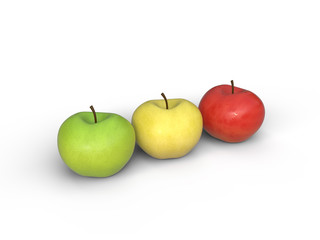 three colored apples