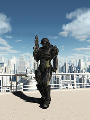 Naklejka premium Space Marine Commando - City Patrol
