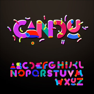 Stylized candy-like alphabets, vector Eps10 illustration.