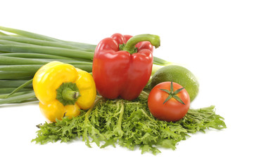 Fototapeta na wymiar Fresh tasty vegetables isolated on white