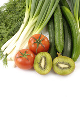 Fresh vegetable and red Tomatoes with slice kiwi,