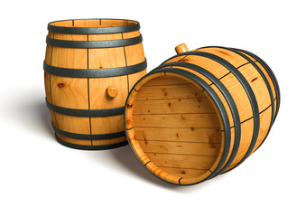 wine barrel on white background
