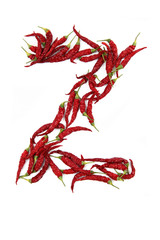 z - alphabet sign from hot chili