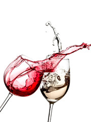 Red and white wine splash from two glasses - 49766163
