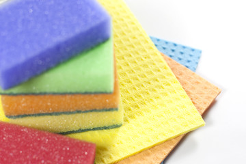 Cleaning tools on white background