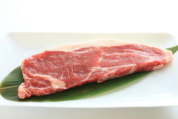 freshness beef steak on white dish
