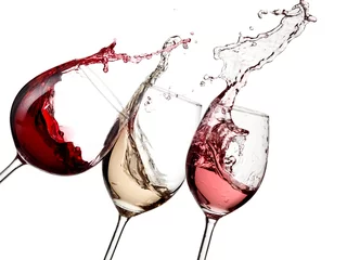 Foto op Plexiglas Alcohol Rode, rose en witte wijn up