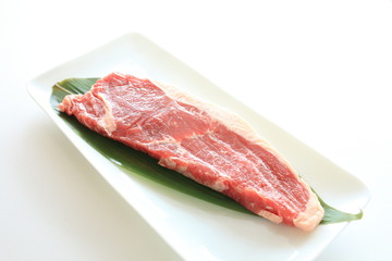 freshness beef steak on white dish