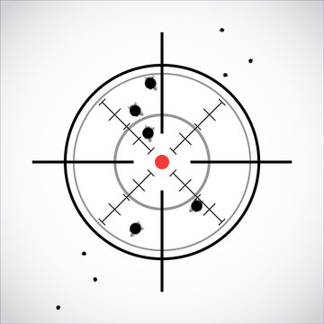 crosshair with red dot and fired shots